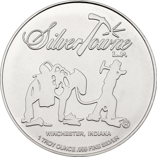 SilverTowne Prospector Waffleback Trademark Logo 1oz .999 Silver Medallion