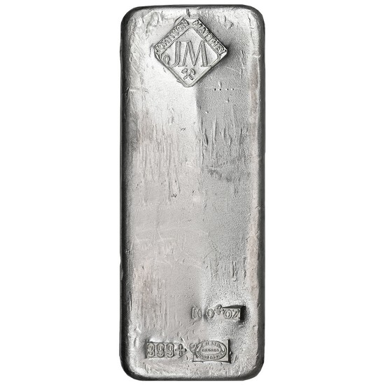 Johnson Matthey 100oz Poured .999 Silver Bar - Secondary Market