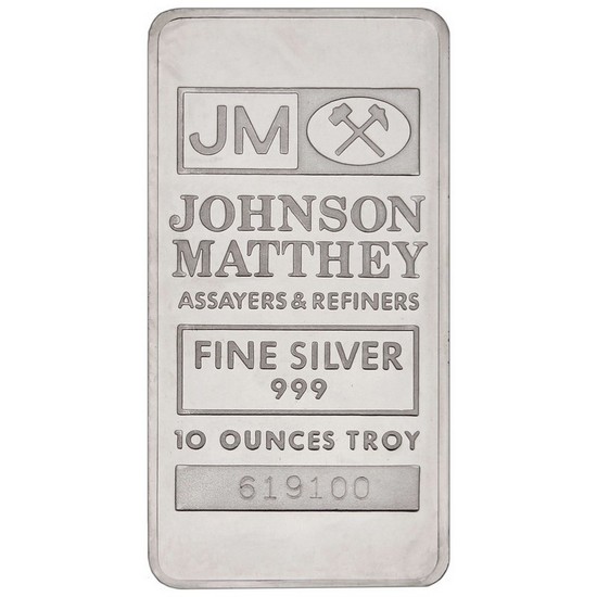 Johnson Matthey 10oz .999 Silver Bar - Secondary Market