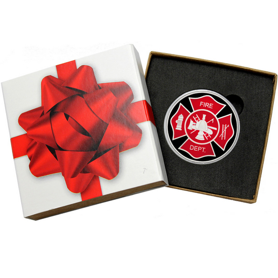 Fire Department 1oz .999 Silver Medallion Enameled in Gift Box
