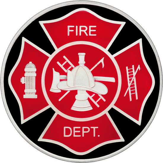 Fire Department 1oz .999 Silver Medallion Enameled in Gift Box Fire Department 1oz .999 Silver Medallion Enameled in Gift Box