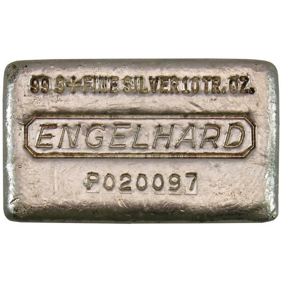 Engelhard Poured 10oz .999 Silver Bar - Secondary Market