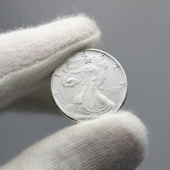 Close Up Front Walking Liberty Replica 1/10oz .999 Silver Medallion Close Up Front Walking Liberty Replica 1/10oz .999 Silver Medallion