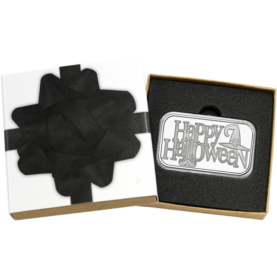 Happy Halloween Witch 1oz .999 Silver Bar In Gift Packaging