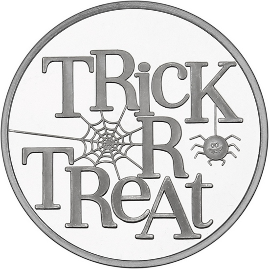 Halloween Trick or Treat Half Ounce .999 Silver Medallion in Gift Box Halloween Trick or Treat Half Ounce .999 Silver Medallion in Gift Box
