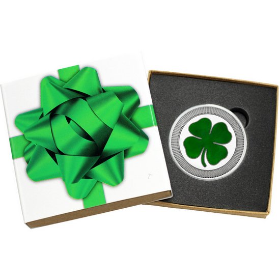 Four Leaf Clover Stackables 1oz .999 Silver Medallion Enameled in Gift Packaging