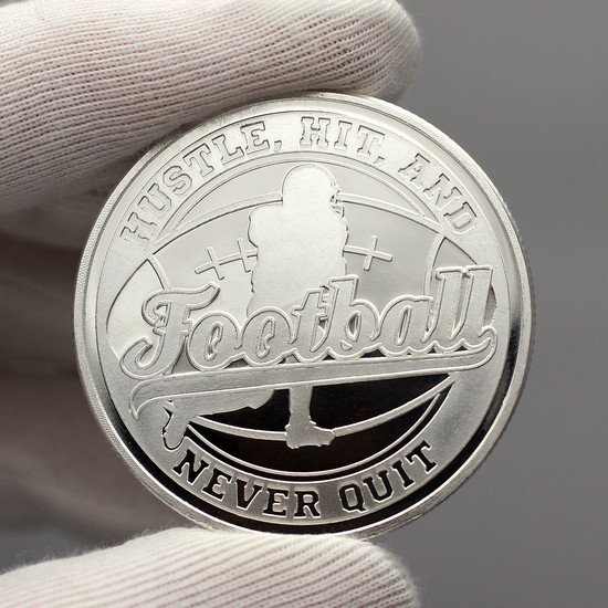 Football Hustle Hit and Never Quit 1oz .999 Silver Medallion