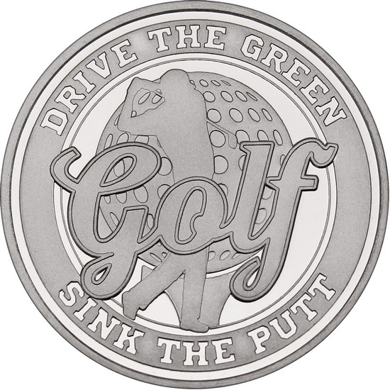 Golf Drive the Green Sink the Putt 1oz .999 Silver Medallion in Gift Box