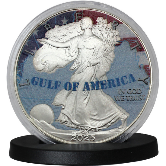 2025 Gulf of America Silver American Eagle BU Colorized Coin with Holder and COA