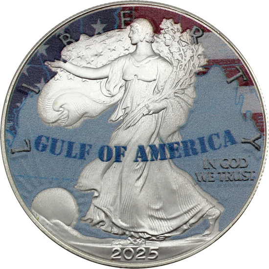 2025 Gulf of America Silver American Eagle BU Colorized Coin with Holder and COA 2025 Gulf of America Silver American Eagle BU Colorized Coin with Holder and COA