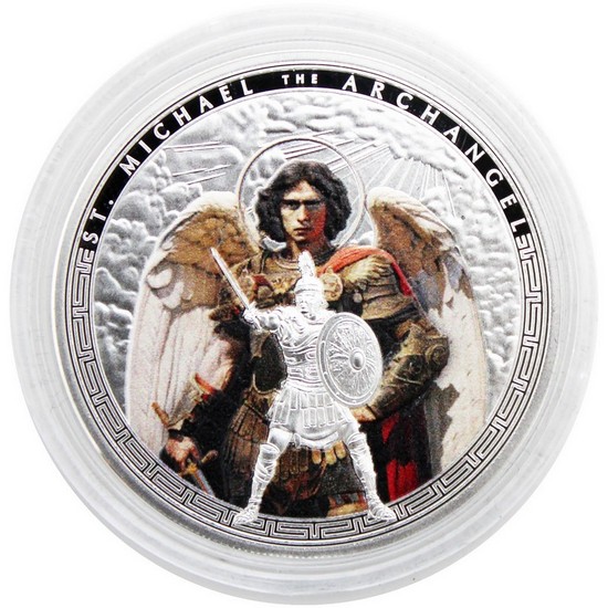 2025 Ghana Silver The Patron Saint Series: St. Michael The Archangel Colorized 1oz Coin in OGP 2025 Ghana Silver The Patron Saint Series: St. Michael The Archangel Colorized 1oz Coin in OGP