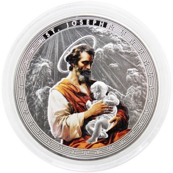 2025 Ghana Silver The Patron Saint Series: St. Joseph Colorized 1oz Coin in OGP 2025 Ghana Silver The Patron Saint Series: St. Joseph Colorized 1oz Coin in OGP