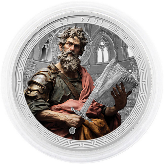 2026 5 Cedis Proof The Patron Satints 1oz Colorized Silver St. Paul Coin with COA