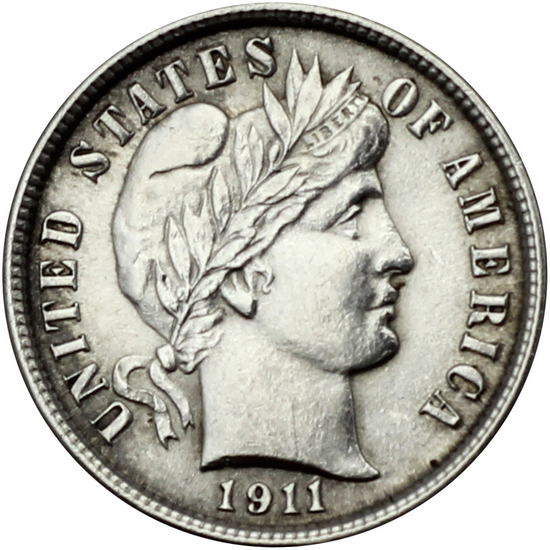 1911 Barber Dime AU/BU Condition