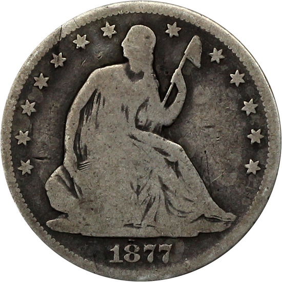 1877 CC Liberty Seated Half Dollar G/VG Condition