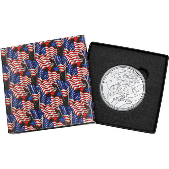 Gulf of America Trump Executive Order 1oz .999 Silver Medallion in Gift Box