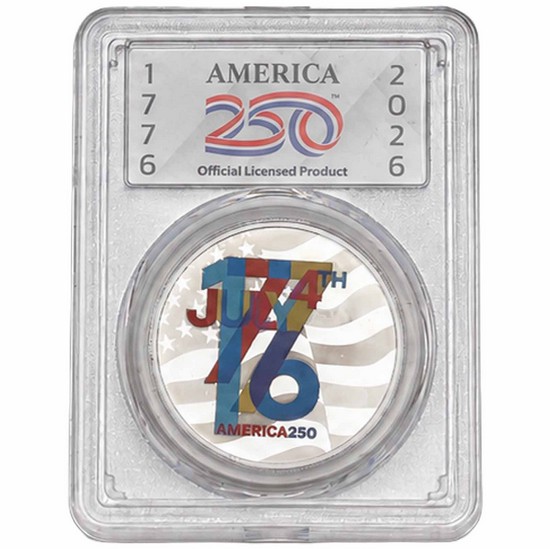 1776-2026 America 250 Semiquincentennial 1oz Colorized Silver .999 Medallion SMI Minted