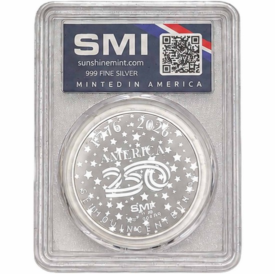 1776-2026 America 250 Semiquincentennial 1oz Colorized Silver .999 Medallion SMI Minted 1776-2026 America 250 Semiquincentennial 1oz Colorized Silver .999 Medallion SMI Minted