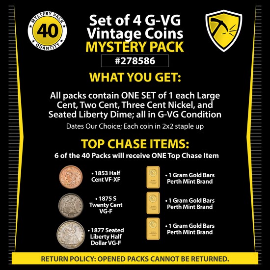 Set of 4 G-VG Vintage Coins Mystery Pack #278586