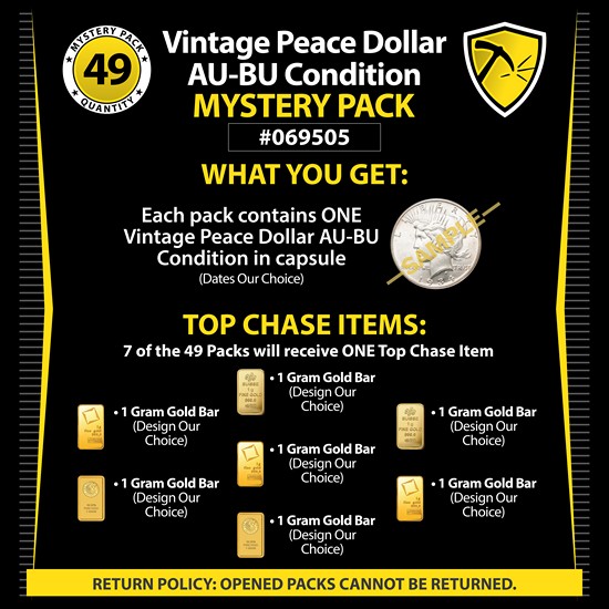 Vintage Peace Dollar AU-BU Condition Mystery Pack #069505