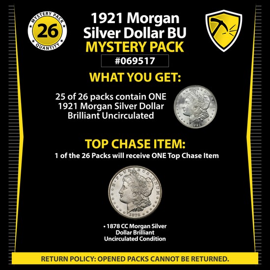 1921 Morgan Silver Dollar BU Mystery Pack #069517