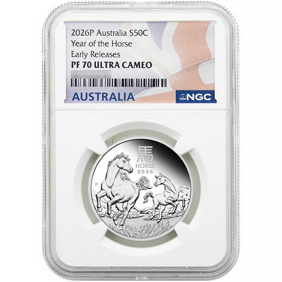 2026 P Australia Silver Year of the Horse Half Ounce Coin PF70 UC ER NGC Flag Label