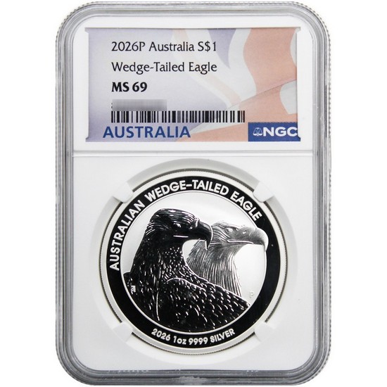 2026 P Australia Silver Wedge Tailed Eagle 1oz Coin MS69 ER NGC Flag Label