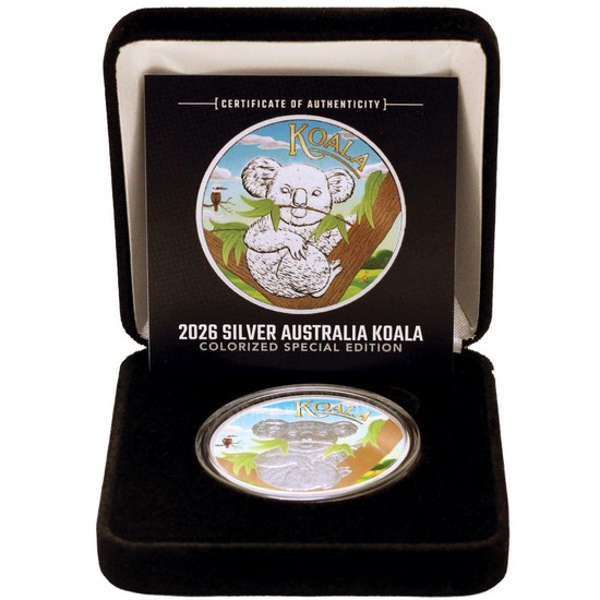 2026 P Australia 1 oz Colorized Silver Koala BU with COA