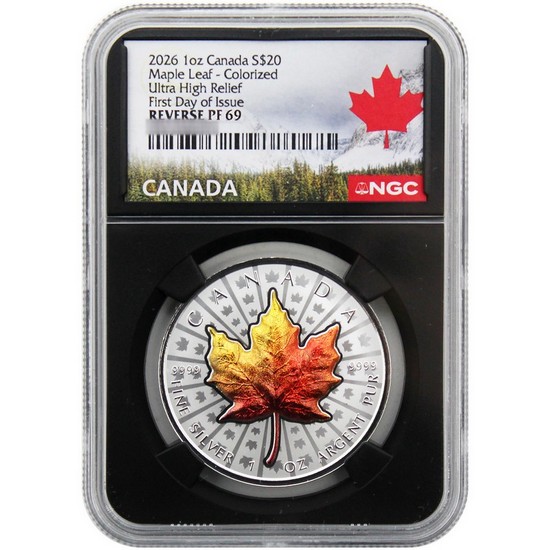 2026 $20 Reverse Proof Canada 1oz Colorized Silver UHR with Vivid Toning Effect NGC PF69 FDI Black Core Canada Label