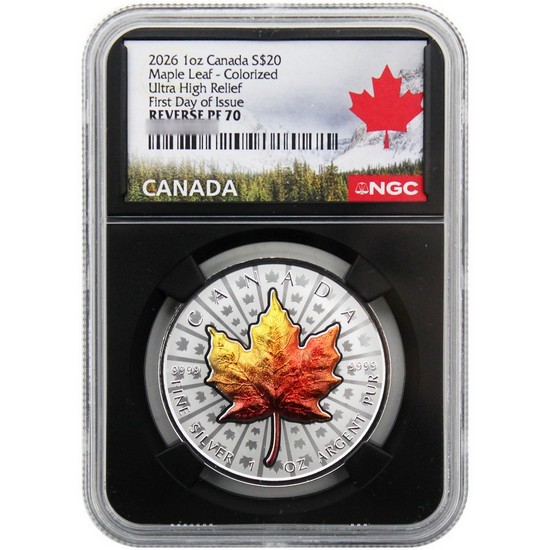 2026 $20 Reverse Proof Canada 1oz Colorized Silver UHR with Vivid Toning Effect NGC PF70 FDI Black Core Canada Label