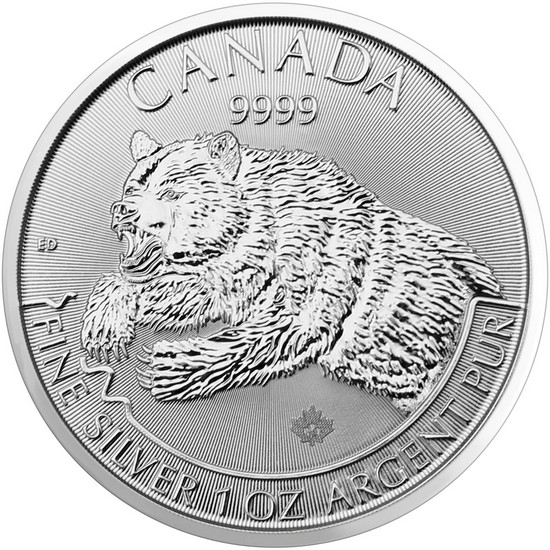 2019 Canada Silver Grizzly 1oz Predator Series BU Coins