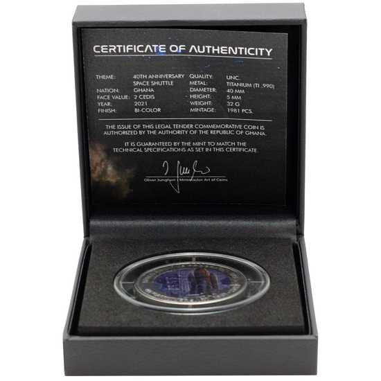 2021 Titanium 40th Anniversary Space Shuttle Program Bi-Colored BU Coin in OGP