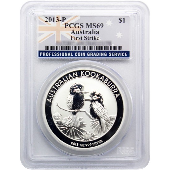 2013-P Australia Kookaburra Silver 1oz MS69 First Strike PCGS Flag Label