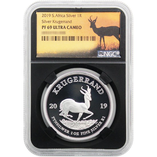 2019 South Africa 1 Rand Krugerrand 1oz Silver Proof PF69 Ultra Cameo NGC Black Core