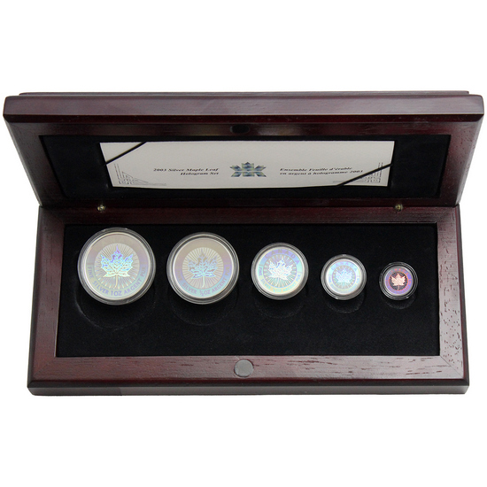 2003 Canada Silver Fractional Maple Leaf Hologram Set in OGP