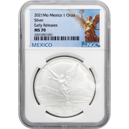 2021 Mexico Silver Libertad 1oz Coin MS70 ER NGC Mexico Label