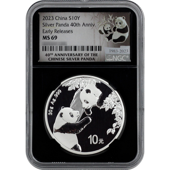 2023 China Silver Panda 30g MS69 ER NGC Black Core Panda Label