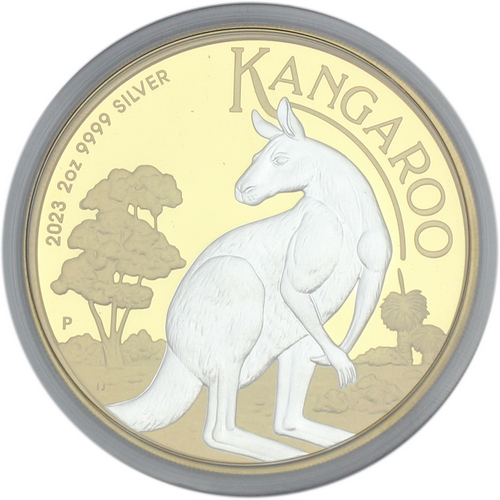 2023 P Australia Silver Kangaroo 2oz Reverse Gilded Coin