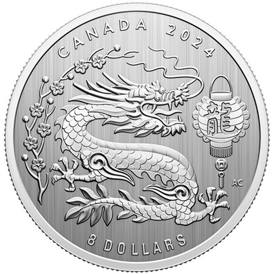 2024 Canada Silver Year of the Dragon 1/4oz Coin 2024 Canada Silver Year of the Dragon 1/4oz Coin