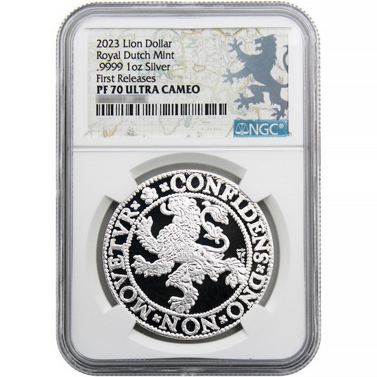 2023 Royal Dutch Mint Silver Re-Strike Lion Dollar 1oz NGC PF70 UC First Releases