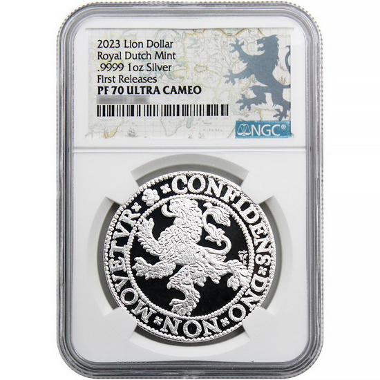 2023 Royal Dutch Mint Silver Re-Strike Lion Dollar 1oz NGC PF70 UC First Releases