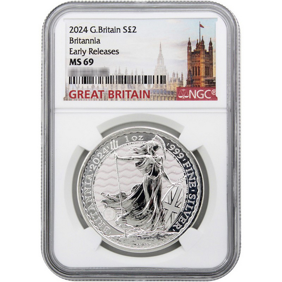 2024 Great Britain Silver Britannia MS69 ER NGC Tower Label