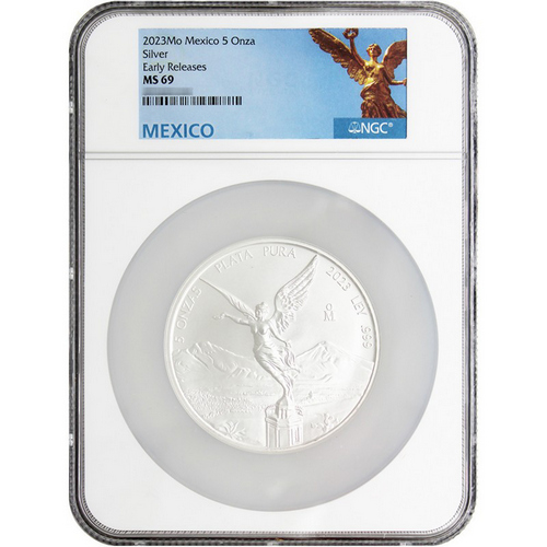 2023 Mexican Silver Libertad 5oz Coin MS69 ER NGC Mexico Label