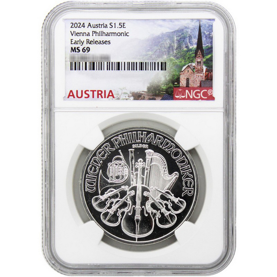 2024 Austria Silver Philharmonic 1oz Coin MS69 ER NGC Austria Label