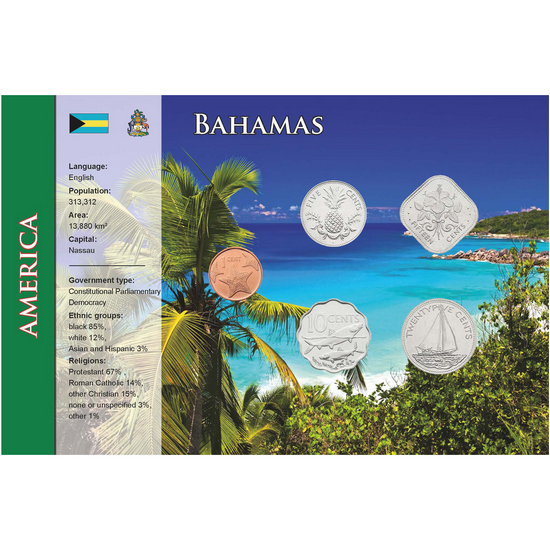 Bahamas: World Coins Collection Coins in Informational Card