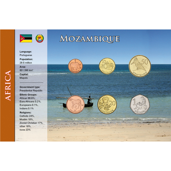 Mozambique: World Coins Collection Coins in Informational Card