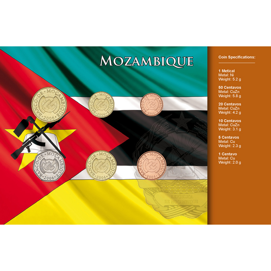 Mozambique: World Coins Collection Coins in Informational Card