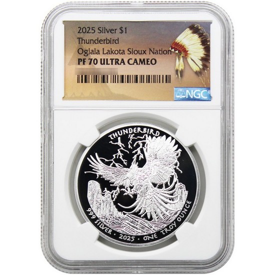 2025 Silver Native American Series "Thunderbird" 1oz Coin PF70 UC NGC Native American Label
