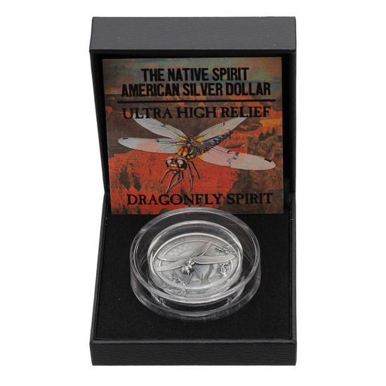 2025 Silver Native American Spirit Series: "Dragonfly" 1oz Antiqued HR Coin in OGP