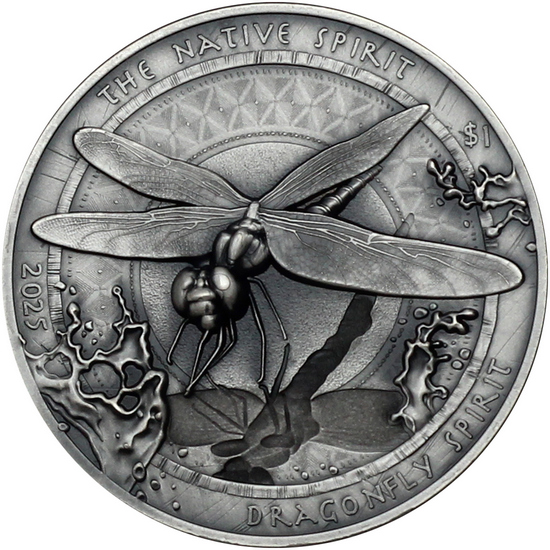 2025 Silver Native American Spirit Series: "Dragonfly" 1oz Antiqued UHR Coin in OGP